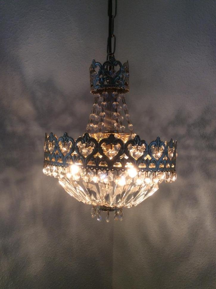 Kristallen Kroonluchter vestibule lamp zakkroonluchter, Huis en Inrichting, Lampen | Kroonluchters, Gebruikt, Glas, Ophalen of Verzenden