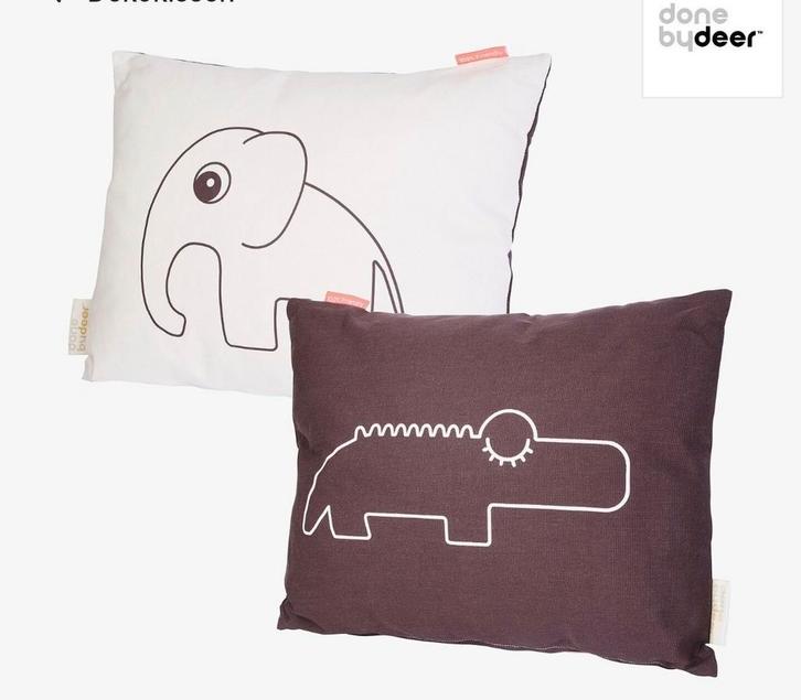 Done By Deer kussen sierkussen krokodil olifant aubergine, Kinderen en Baby's, Kinderkamer | Inrichting en Decoratie, Zo goed als nieuw