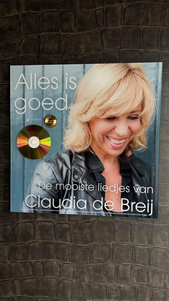 Officiële NVPI Gouden Award – Claudia de Breij, Verzamelen, Muziek, Artiesten en Beroemdheden, Zo goed als nieuw, Ophalen of Verzenden