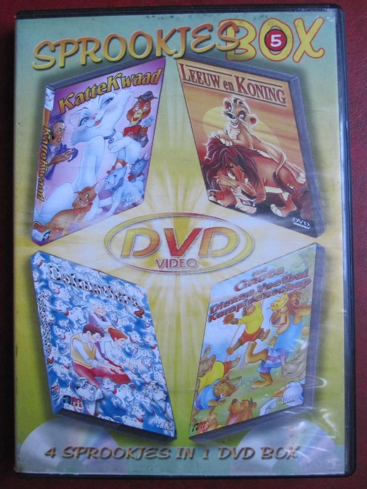 Sprookjes box 5 (4 sprookjes op 2 disc), Cd's en Dvd's, Dvd's | Tekenfilms en Animatie, Zo goed als nieuw, Amerikaans, Tekenfilm