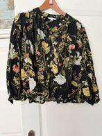 Zwarte blouse met bloemen print met knoopjes van H&M maat S, H&M, Ophalen of Verzenden, Zo goed als nieuw