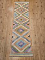 Handgeweven oosterse wollen kelim loper 200x61