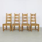 4x Eerkamerstoelen Brutalist, 1970s (setprijs), Huis en Inrichting, Stoelen, Ophalen, Riet of Rotan, Gebruikt, Bruin