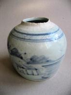 Antieke Chinese gemberpot, 19e eeuw, blauw wit, Antiek en Kunst, Ophalen of Verzenden