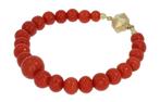 Bloedkoraal dieprode bollen armband 14k gouden slot fraai, Sieraden, Tassen en Uiterlijk, Antieke sieraden, Ophalen of Verzenden