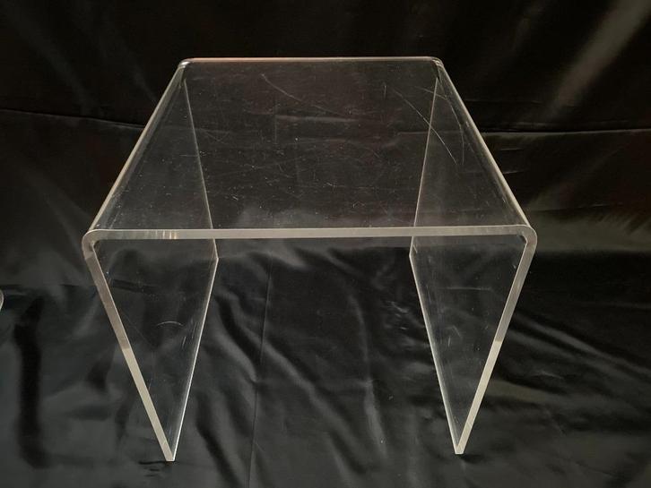 Mid Century/Retro/60s Plexiglas Acryl tafeltje, Huis en Inrichting, Tafels | Bijzettafels, Gebruikt, Rechthoekig, Minder dan 45 cm