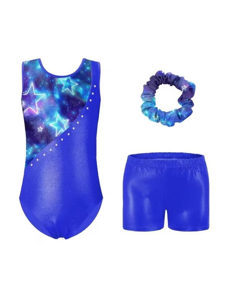 Turnpakje + turnbroekje blauw 122 128 134 140 146 152, Sport en Fitness, Turnen, Nieuw, Turnpak(je), Blauw, Ophalen of Verzenden