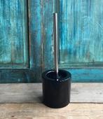 Wc-borstel met houder keramiek zwart, Ophalen of Verzenden, Zo goed als nieuw, Zwart