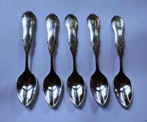 5 Verzilverde (100) Biedermeier DE Sola Theelepeltjes, Antiek en Kunst, Antiek | Bestek, Verzenden