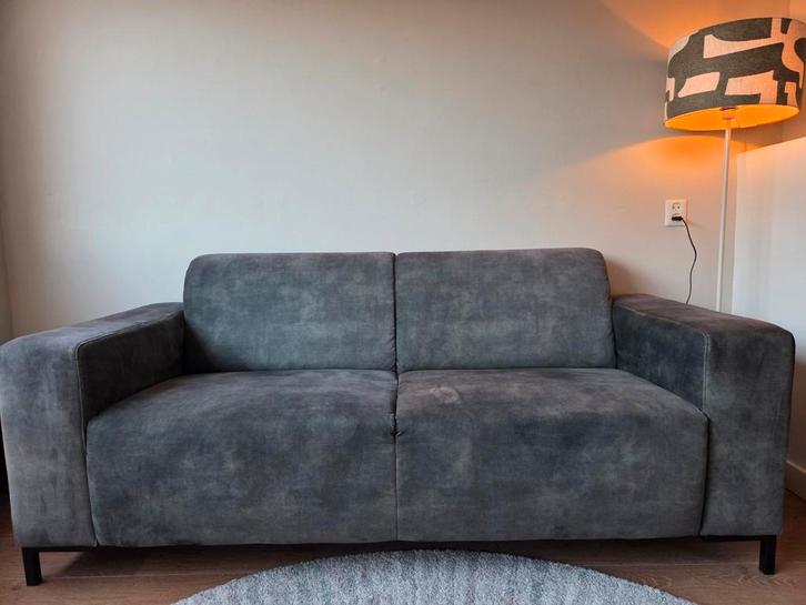 Donkergroene velours 2,5-zits bank Pronto, Huis en Inrichting, Banken | Bankstellen, Gebruikt, Rechte bank, Tweepersoons, 150 tot 200 cm