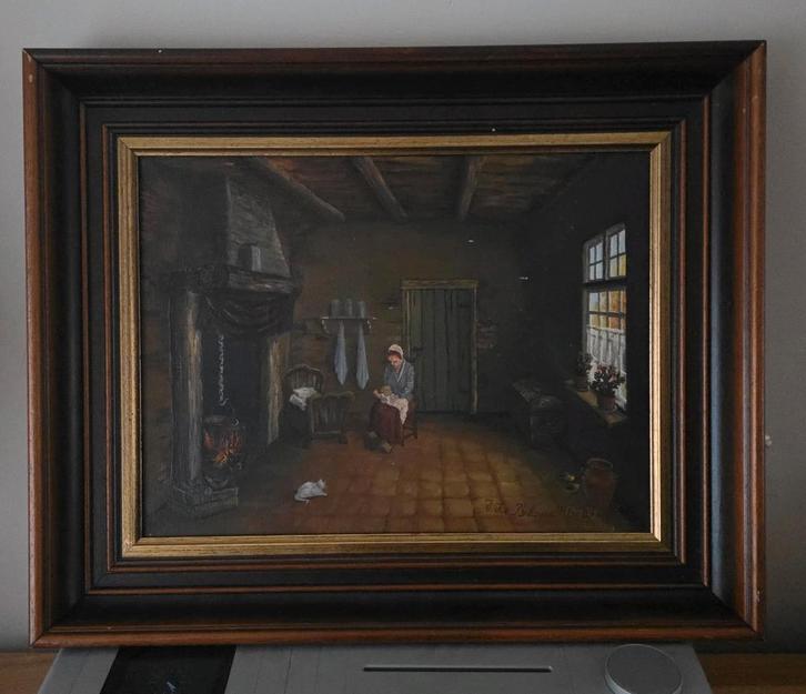 Schilderij Handgeschilderd door J. Le Blanc / 1889, Antiek en Kunst, Kunst | Schilderijen | Klassiek, Ophalen of Verzenden