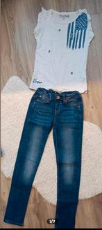 Setje skinny spijkerbroek maat 134 + gratis mc Gregor shirt, Kinderen en Baby's, Ophalen of Verzenden, Zo goed als nieuw, Meisje