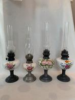4 olielampen - bloemen, Antiek en Kunst, Ophalen of Verzenden