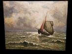 Jacob Jan Simons 19E Zeilboot, Antiek en Kunst, Kunst | Schilderijen | Klassiek, Ophalen of Verzenden