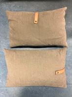 2x Kussen met leren detail, Ophalen of Verzenden, Zo goed als nieuw, Bruin, Rechthoekig