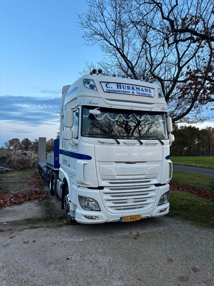 Daf xf 530 met Dieplader., Auto's, Vrachtwagens, Bedrijf, DAF, Diesel, Euro 6, Automaat, Wit, Ophalen