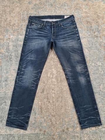 G-Star 3301 Low Tapered W33 L30 Blauw 100% katoen Bronno3330