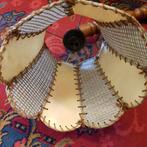 Antiek scharnier wandlamp met leren kap zie fotos goed staat, Antiek en Kunst, Ophalen of Verzenden