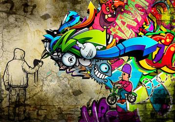 155 Colors Graffiti Vlies Fotobehang 350x250cm in 3 maten beschikbaar voor biedingen