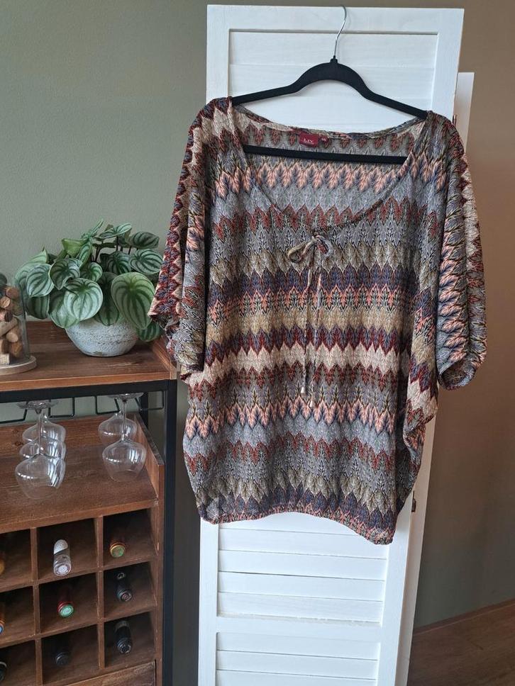 Boho vibes – LIV Collection meerkleurige top - maat XXL, Kleding | Dames, Tops, Zo goed als nieuw, Maat 46/48 (XL) of groter, Korte mouw
