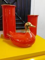 set rood met goud keramiek Italy design jaren 70 retro, Huis en Inrichting, Gebruikt, Aardewerk of Porselein, ?, Minder dan 50 cm