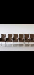 6 nette bruine lederlook stoelen, Ophalen, Zo goed als nieuw, Bruin, Vijf, Zes of meer stoelen