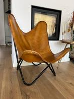 Cognac leren vlinderstoel, Huis en Inrichting, Fauteuils, Ophalen, Gebruikt, Leer, 75 tot 100 cm