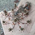 Kroonluchter met amberkleurig glas ., Ophalen, Gebruikt, Glas