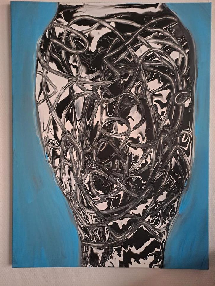 Abstract Acryl Schilderij op Canvas, Antiek en Kunst, Kunst | Schilderijen | Abstract, Ophalen of Verzenden