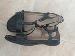 Zwart leren sandalen comfortabel maat 38, Ecco, Zwart, Zo goed als nieuw, Sandalen of Muiltjes