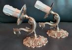 Verzilverde vintage wand kandelaren vissen, Huis en Inrichting, Ophalen of Verzenden, Zo goed als nieuw, Overige materialen, Vintage