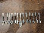 12 x zilver Biedermeier lepeltjes + bijbehorend suikerschep, Antiek en Kunst, Antiek | Bestek, Ophalen