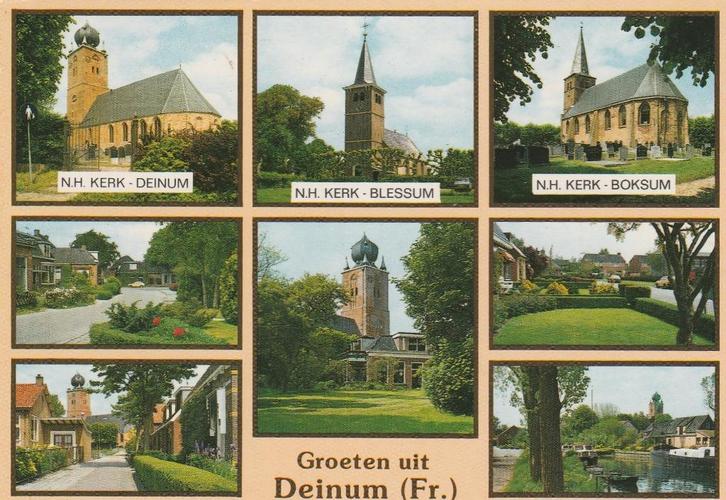 DEINUM Kerken Blessum Boksum Gezichten Groeten, Verzamelen, Ansichtkaarten | Nederland, Gelopen, Friesland, 1980 tot heden, Verzenden