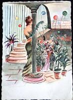 Jonge vrouw op gemaskerd feest - jaren 50, Ophalen of Verzenden, 1940 tot 1960, Gelopen, Overige thema's