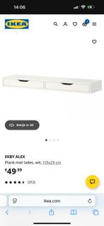 EKBY ALEX Plank met lades, wit, 119x29 cm, Huis en Inrichting, Kasten | Ladekasten, Ophalen, 5 laden of meer, Zo goed als nieuw