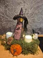 Uniek Halloween/Heksentrafeel op boomstam incl waxinelichtje, Ophalen of Verzenden, Nieuw, Versiering, Halloween of Griezel