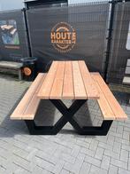 Picknicktafel douglas staal&hout aanbieding op=op, Nieuw, Rechthoekig, Ophalen