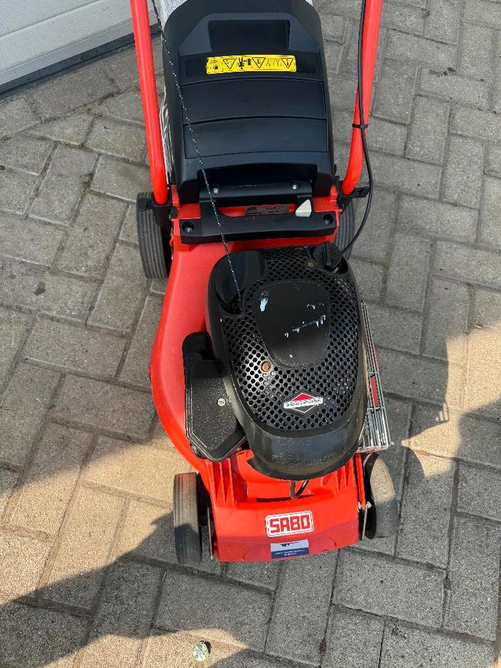 SABO 40 Spirit Cirkelmaaier, Tuin en Terras, Grasmaaiers, Zo goed als nieuw, Benzine-grasmaaier, 40 t/m 49 cm, Cirkelmaaier, Opvangzak