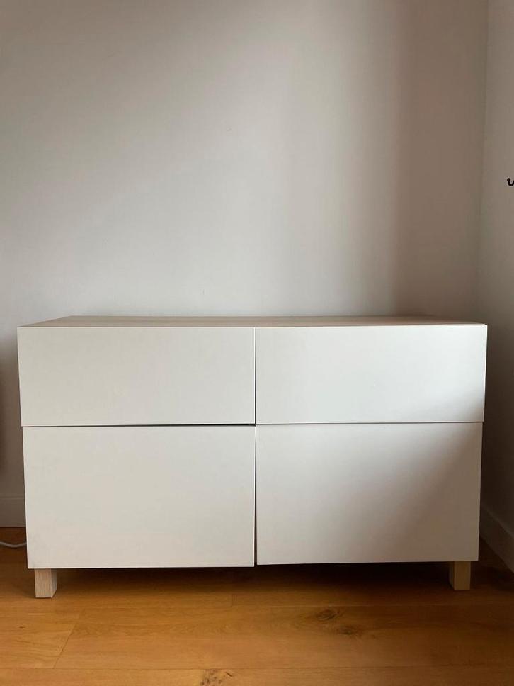 BESTÅ Opbergcombi kast - nette staat- wit/hout, 120x42x74 cm, Huis en Inrichting, Kasten | Dressoirs, Zo goed als nieuw, 100 tot 150 cm
