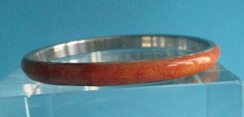 KA01:Koraal uit de jaren eind’70-Staal-8mm.-binnenm. 6,7cm, Sieraden, Tassen en Uiterlijk, Kettingen, Nieuw, Overige materialen