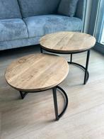 Bijzettafels Mink - mangohout - set van 2, Minder dan 45 cm, Minder dan 55 cm, Rond, Ophalen of Verzenden