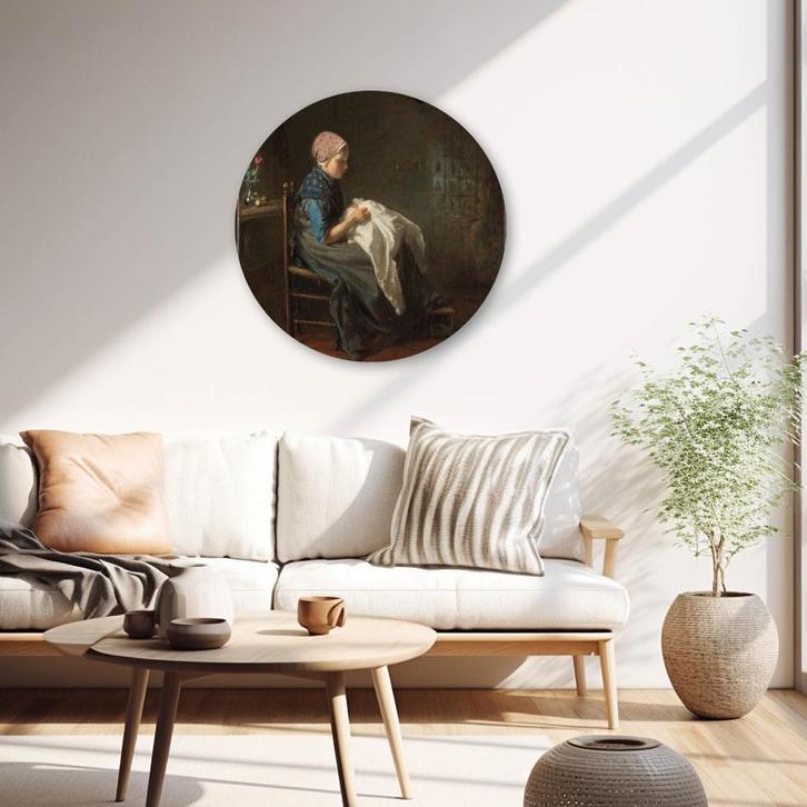 Muurcirkel Het naaistertje - Jozef Israëls, Huis en Inrichting, Woonaccessoires | Wanddecoraties, Nieuw, Ophalen of Verzenden