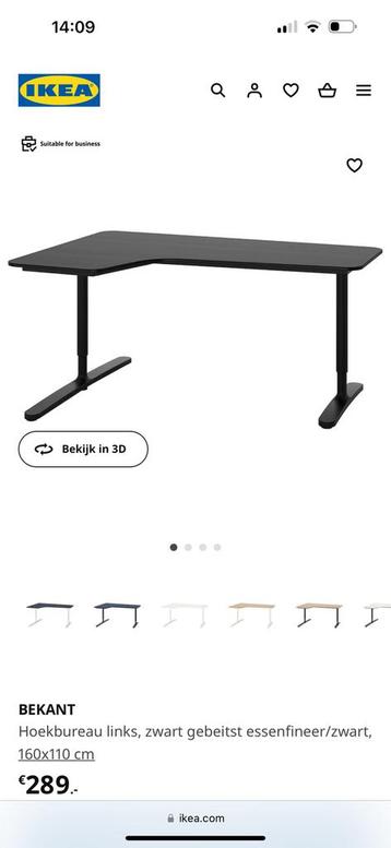 IKEA hoek bureau zwart 