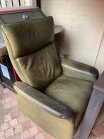 Groene leren relaxstoel, Ophalen, Gebruikt, Leer