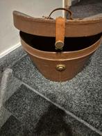 Brocante Hoedendoos met leer bekleed., Ophalen of Verzenden