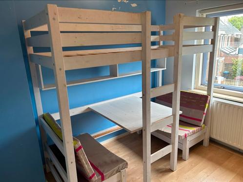 Houten hoogslaper, Huis en Inrichting, Slaapkamer | Stapelbedden en Hoogslapers, Gebruikt, Hoogslaper, 90 cm, 200 cm, Eenpersoons
