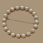 Vintage broche met faux parels, Ophalen of Verzenden, Overige materialen, Broche
