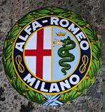 Alfa Romeo milano zwaar emaillen reclame decoratie bord, Reclamebord, Verzenden, Info@americansaleshop.nl, Emaillen