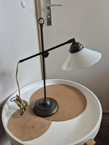 Tafellamp - Leeslamp - Hengellamp - Metaal - Opaline kap  beschikbaar voor biedingen