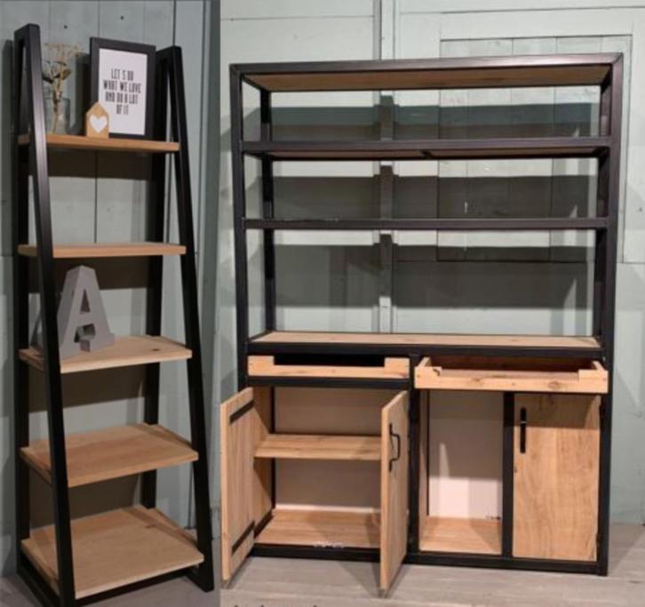 maatwerk computerkast/buffetkast + Wandrek Staal&Eiken, Huis en Inrichting, Kasten | Computermeubels, Zo goed als nieuw, 170 cm of meer